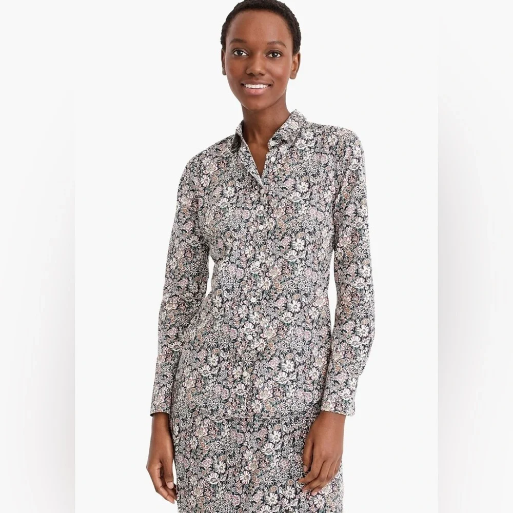 J. Crew Slim Perfect Shirt In Liberty White Garden